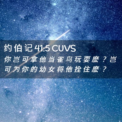 Picture 02 - 约 伯 记 41:5 CUVS - 你 岂 可 拿 他 当 雀 鸟 玩 耍 麽 ？ - Bible Verse Picture