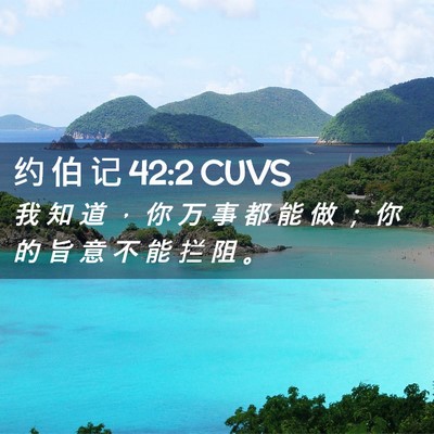 Picture 02 - 约 伯 记 42:2 CUVS - 我 知 道 ， 你 万 事 都 能 做 ； 你 - Bible Verse Picture