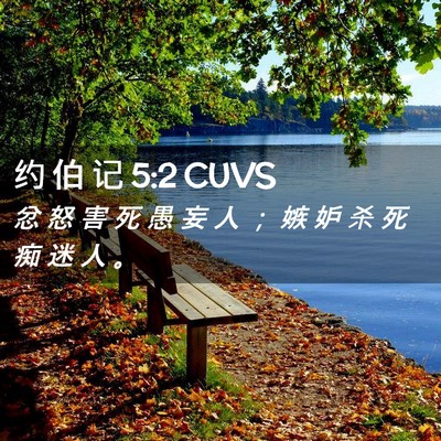 Picture 02 - 约 伯 记 5:2 CUVS - 忿 怒 害 死 愚 妄 人 ； 嫉 妒 杀 死 - Bible Verse Picture