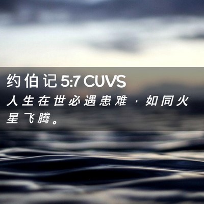 Picture 02 - 约 伯 记 5:7 CUVS - 人 生 在 世 必 遇 患 难 ， 如 同 火 - Bible Verse Picture