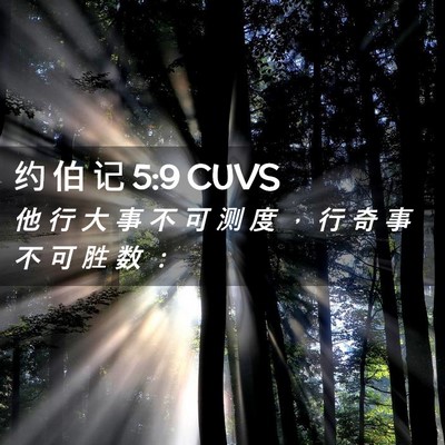 Picture 02 - 约 伯 记 5:9 CUVS - 他 行 大 事 不 可 测 度 ， 行 奇 事 - Bible Verse Picture