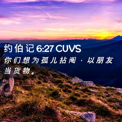 Picture 02 - 约 伯 记 6:27 CUVS - 你 们 想 为 孤 儿 拈 阄 ， 以 朋 友 - Bible Verse Picture