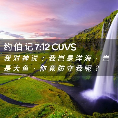 Picture 02 - 约 伯 记 7:12 CUVS - 我 对 神 说 ： 我 岂 是 洋 海 ， 岂 - Bible Verse Picture
