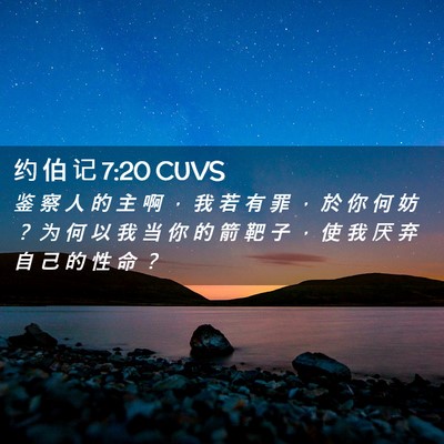 Picture 02 - 约 伯 记 7:20 CUVS - 鉴 察 人 的 主 啊 ， 我 若 有 罪 ， - Bible Verse Picture