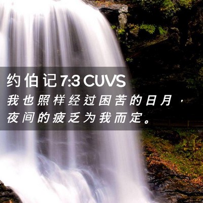 Picture 02 - 约 伯 记 7:3 CUVS - 我 也 照 样 经 过 困 苦 的 日 月 ， - Bible Verse Picture
