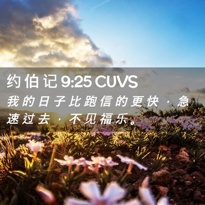 Picture 02 - 约 伯 记 9:25 CUVS - 我 的 日 子 比 跑 信 的 更 快 ， 急 - Bible Verse Picture