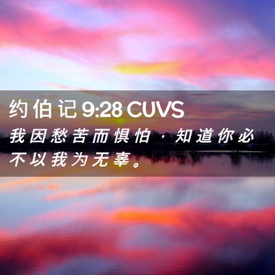 Picture 02 - 约 伯 记 9:28 CUVS - 我 因 愁 苦 而 惧 怕 ， 知 道 你 必 - Bible Verse Picture