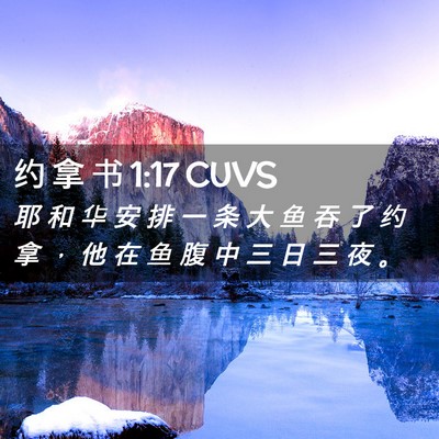Picture 02 - 约 拿 书 1:17 CUVS - 耶 和 华 安 排 一 条 大 鱼 吞 了 约 - Bible Verse Picture