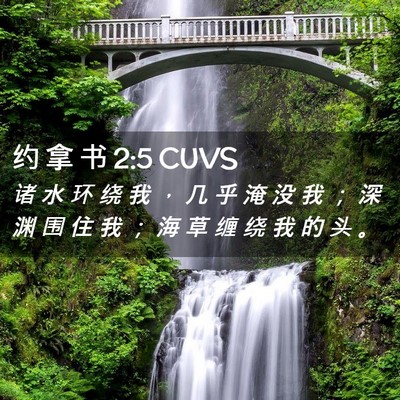 Picture 02 - 约 拿 书 2:5 CUVS - 诸 水 环 绕 我 ， 几 乎 淹 没 我 ； - Bible Verse Picture