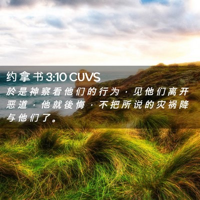 Picture 02 - 约 拿 书 3:10 CUVS - 於 是 神 察 看 他 们 的 行 为 ， 见 - Bible Verse Picture