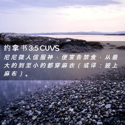 Picture 02 - 约 拿 书 3:5 CUVS - 尼 尼 微 人 信 服 神 ， 便 宣 告 禁 - Bible Verse Picture