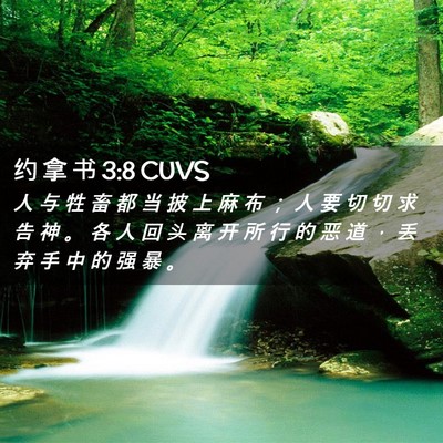 Picture 02 - 约 拿 书 3:8 CUVS - 人 与 牲 畜 都 当 披 上 麻 布 ； 人 - Bible Verse Picture