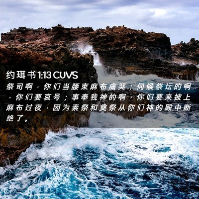 Picture 02 - 约 珥 书 1:13 CUVS - 祭 司 啊 ， 你 们 当 腰 束 麻 布 痛 - Bible Verse Picture