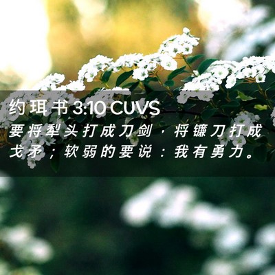 Picture 02 - 约 珥 书 3:10 CUVS - 要 将 犁 头 打 成 刀 剑 ， 将 镰 刀 - Bible Verse Picture