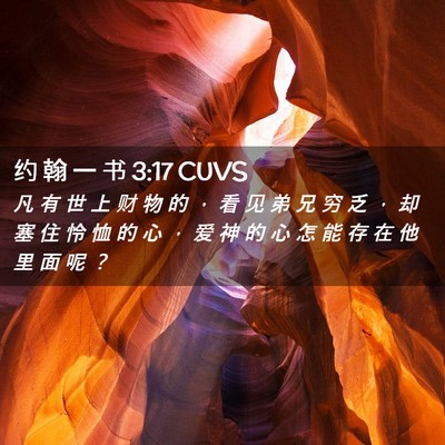 Picture 02 - 约 翰 一 书 3:17 CUVS - 凡 有 世 上 财 物 的 ， 看 见 弟 兄 - Bible Verse Picture