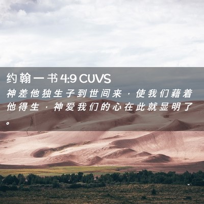 Picture 02 - 约 翰 一 书 4:9 CUVS - 神 差 他 独 生 子 到 世 间 来 ， 使 - Bible Verse Picture
