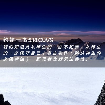 Picture 02 - 约 翰 一 书 5:18 CUVS - 我 们 知 道 凡 从 神 生 的 ， 必 不 - Bible Verse Picture