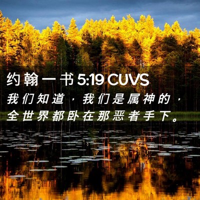 Picture 02 - 约 翰 一 书 5:19 CUVS - 我 们 知 道 ， 我 们 是 属 神 的 ， - Bible Verse Picture