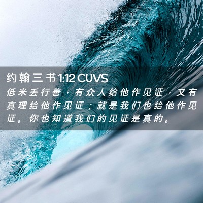 Picture 02 - 约 翰 三 书 1:12 CUVS - 低 米 丢 行 善 ， 有 众 人 给 他 作 - Bible Verse Picture