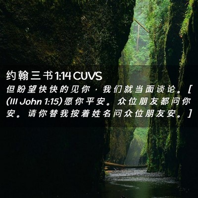 Picture 02 - 约 翰 三 书 1:14 CUVS - 但 盼 望 快 快 的 见 你 ， 我 们 就 - Bible Verse Picture