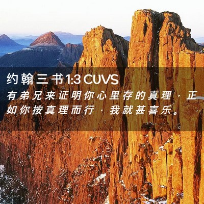 Picture 02 - 约 翰 三 书 1:3 CUVS - 有 弟 兄 来 证 明 你 心 里 存 的 真 - Bible Verse Picture