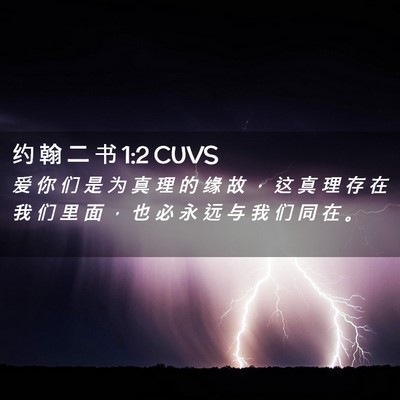 Picture 02 - 约 翰 二 书 1:2 CUVS - 爱 你 们 是 为 真 理 的 缘 故 ， 这 - Bible Verse Picture