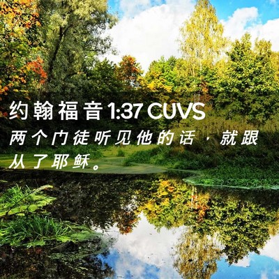 Picture 02 - 约 翰 福 音 1:37 CUVS - 两 个 门 徒 听 见 他 的 话 ， 就 跟 - Bible Verse Picture