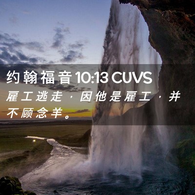 Picture 02 - 约 翰 福 音 10:13 CUVS - 雇 工 逃 走 ， 因 他 是 雇 工 ， 并 - Bible Verse Picture