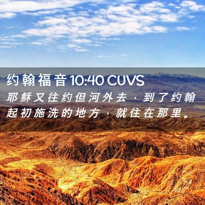 Picture 02 - 约 翰 福 音 10:40 CUVS - 耶 稣 又 往 约 但 河 外 去 ， 到 了 - Bible Verse Picture