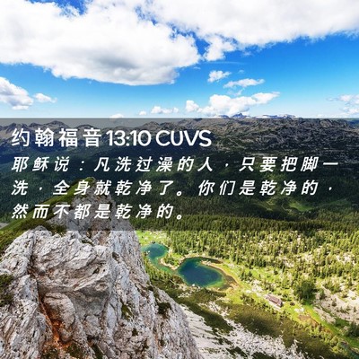 Picture 02 - 约 翰 福 音 13:10 CUVS - 耶 稣 说 ： 凡 洗 过 澡 的 人 ， 只 - Bible Verse Picture