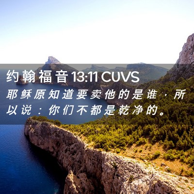 Picture 02 - 约 翰 福 音 13:11 CUVS - 耶 稣 原 知 道 要 卖 他 的 是 谁 ， - Bible Verse Picture