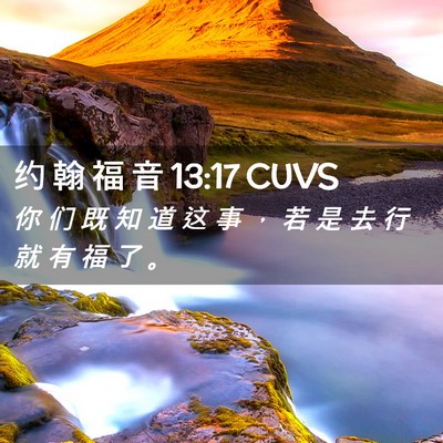 Picture 02 - 约 翰 福 音 13:17 CUVS - 你 们 既 知 道 这 事 ， 若 是 去 行 - Bible Verse Picture