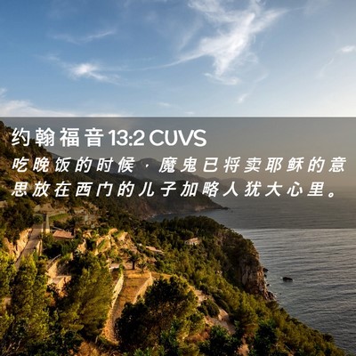 Picture 02 - 约 翰 福 音 13:2 CUVS - 吃 晚 饭 的 时 候 ， 魔 鬼 已 将 卖 - Bible Verse Picture