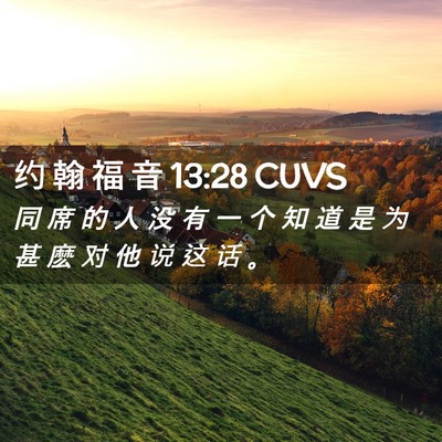 Picture 02 - 约 翰 福 音 13:28 CUVS - 同 席 的 人 没 有 一 个 知 道 是 为 - Bible Verse Picture