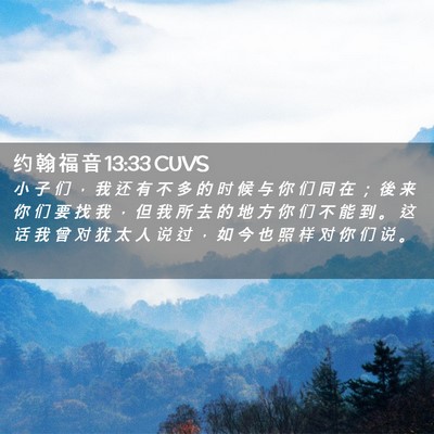 Picture 02 - 约 翰 福 音 13:33 CUVS - 小 子 们 ， 我 还 有 不 多 的 时 候 - Bible Verse Picture