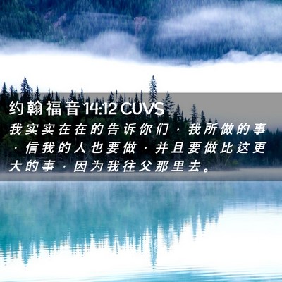 Picture 02 - 约 翰 福 音 14:12 CUVS - 我 实 实 在 在 的 告 诉 你 们 ， 我 - Bible Verse Picture