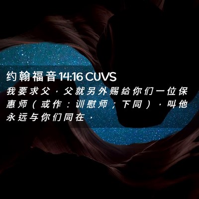 Picture 02 - 约 翰 福 音 14:16 CUVS - 我 要 求 父 ， 父 就 另 外 赐 给 你 - Bible Verse Picture
