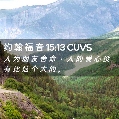 Picture 02 - 约 翰 福 音 15:13 CUVS - 人 为 朋 友 舍 命 ， 人 的 爱 心 没 - Bible Verse Picture