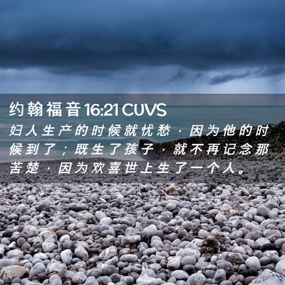 Picture 02 - 约 翰 福 音 16:21 CUVS - 妇 人 生 产 的 时 候 就 忧 愁 ， 因 - Bible Verse Picture