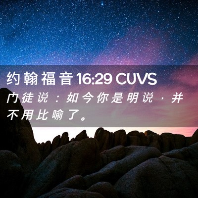 Picture 02 - 约 翰 福 音 16:29 CUVS - 门 徒 说 ： 如 今 你 是 明 说 ， 并 - Bible Verse Picture