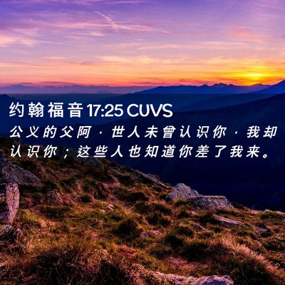 Picture 02 - 约 翰 福 音 17:25 CUVS - 公 义 的 父 阿 ， 世 人 未 曾 认 识 - Bible Verse Picture