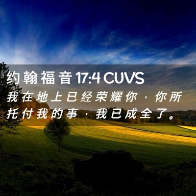 Picture 02 - 约 翰 福 音 17:4 CUVS - 我 在 地 上 已 经 荣 耀 你 ， 你 所 - Bible Verse Picture