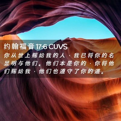 Picture 02 - 约 翰 福 音 17:6 CUVS - 你 从 世 上 赐 给 我 的 人 ， 我 已 - Bible Verse Picture
