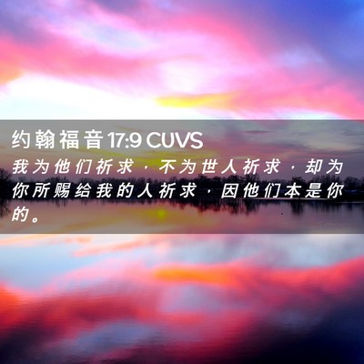 Picture 02 - 约 翰 福 音 17:9 CUVS - 我 为 他 们 祈 求 ， 不 为 世 人 祈 - Bible Verse Picture