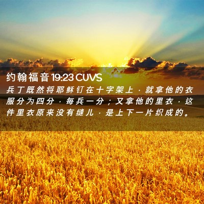 Picture 02 - 约 翰 福 音 19:23 CUVS - 兵 丁 既 然 将 耶 稣 钉 在 十 字 架 - Bible Verse Picture