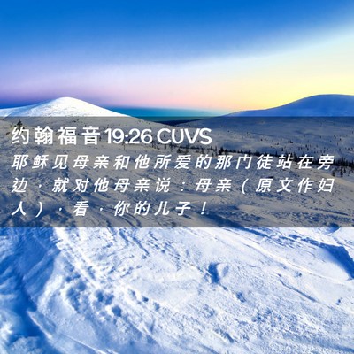 Picture 02 - 约 翰 福 音 19:26 CUVS - 耶 稣 见 母 亲 和 他 所 爱 的 那 门 - Bible Verse Picture