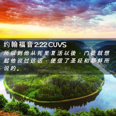 Picture 02 - 约 翰 福 音 2:22 CUVS - 所 以 到 他 从 死 里 复 活 以 後 ， - Bible Verse Picture