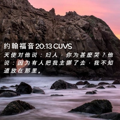 Picture 02 - 约 翰 福 音 20:13 CUVS - 天 使 对 他 说 ： 妇 人 ， 你 为 甚 - Bible Verse Picture