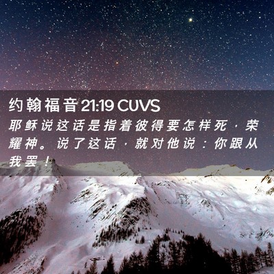 Picture 02 - 约 翰 福 音 21:19 CUVS - 耶 稣 说 这 话 是 指 着 彼 得 要 怎 - Bible Verse Picture