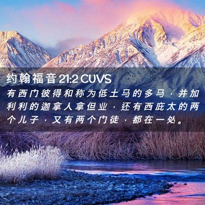 Picture 02 - 约 翰 福 音 21:2 CUVS - 有 西 门 彼 得 和 称 为 低 土 马 的 - Bible Verse Picture